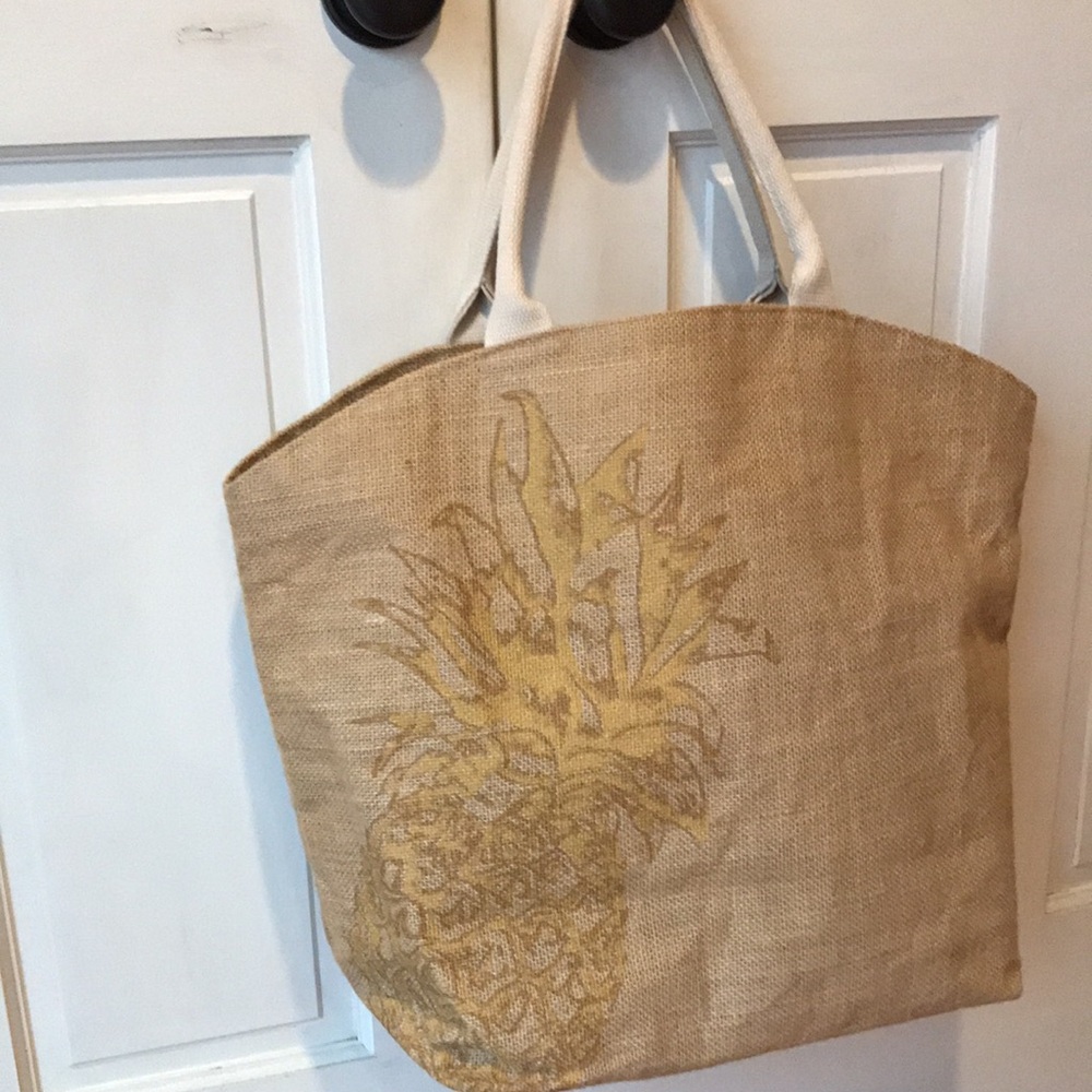 Burlap/Straw Beach Bag